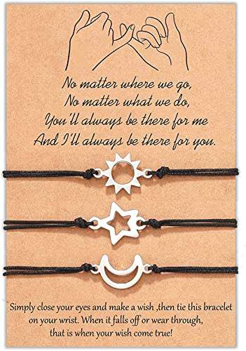 MANVEN 3pcs Bester Freund Armband Geschenk für Frauen Mädchen Mama Familie | Freundschaft Schwestern Mutter Tochter Weihnachten Geburtstag Muttertag Pinky Passende Handgefertigte Armbänder