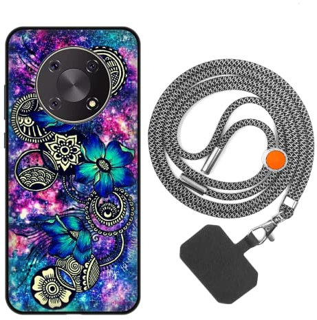 vingarshern Handyhülle Kompatibel mit CUBOT Max 3 Hülle Silikon mit Aesthetic Muster,Stoßfest Schutzhülle mit Kordel,Weich Bumper Case mit Handykette/Umhängeban,Mandala