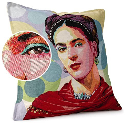 ANRO Kissenbezug Dekokissen Kissen Sofakissen Kissenbezüge Kissenhülle Gobelin Motiv Frida Kahlo 45x45cm ohne Füllung