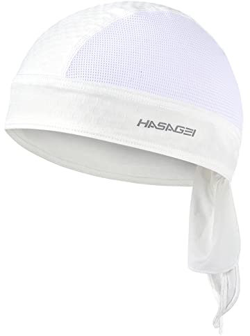 HASAGEI Bandana Cap da uomo e donna, bandana da motociclista, berretto da ciclismo sotto l'elasticità, traspirante e traspirante per il sudore Quick Dry Sports, copricapo estivo, bianco, Taglia unica