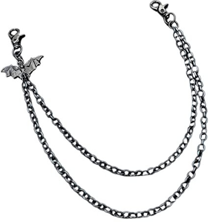 Fledermaushose Kette für Overalls Jeans Hip Hop Punk Taille Kette Geldbörse Kette Gürtel Ketten Cool Body Schmuck für Männer Frauen 1 Pack, Einheitsgröße, Nicht-Edelmetall, Ohne Edelstein