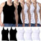 Lot de débardeurs en coton sans manches pour homme - Couleur unie, 3 pièces blanches, 2 noires, L