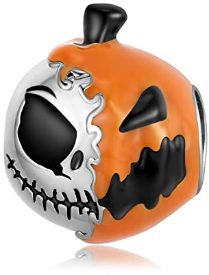 Halloween-Anhänger, Totenkopf-Skelett, Perlen und Jack-Skellington-Hexen-Anhänger für Pandora-Armband, Sterling-Silber