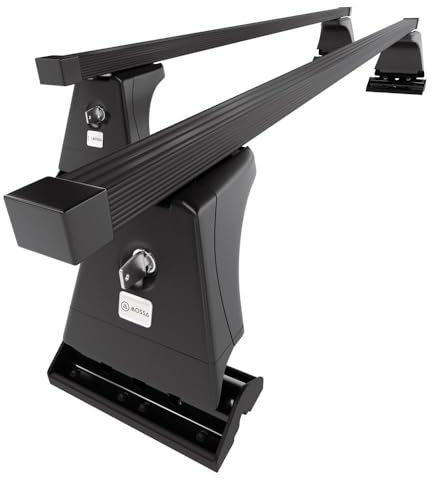 Mossa Portaequipajes de Techo adecuadas para Peugeot 207 Hatchback (2006-2012) - baca para Coche - Barras para Techo de Coche - Acero Negro - Puntos de Montaje