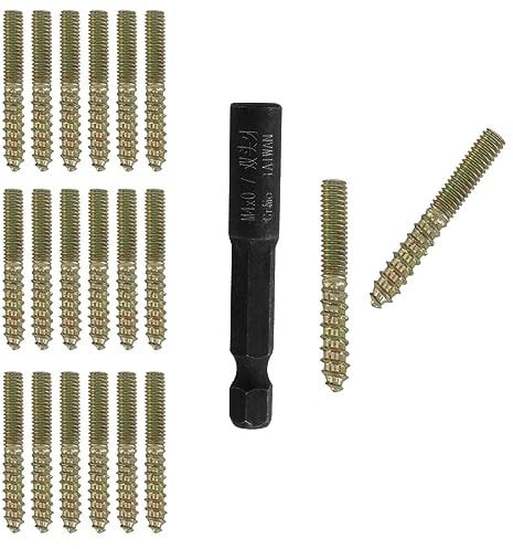 Hitefu 20PCS Hanger Bolts, M4 Double Ended Screws 1.18(30mm) Length, M4 Dowel Screw for Wood Furniture, with (M4x0.7mm) Hanger Bolt Driver