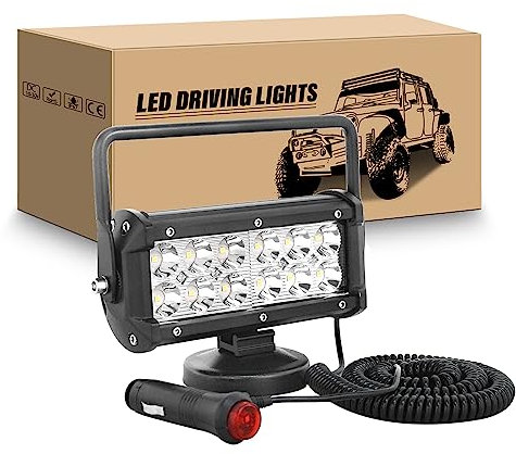 RIGIDON Led arbeitsscheinwerfer mit magnetfuß, 7 Zoll 18cm 36W led scheinwerfer auto magnet 12V offroad beleuchtung für Auto SUV ATV Traktor LKW 4x4 Boot,6000K Weiß suchscheinwerfer, arbeitslicht