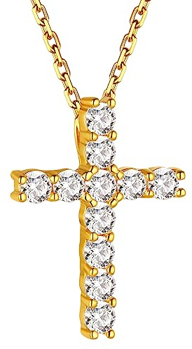 ChainsHouse Kette für Herren Kreuzkette 925 Sterling Silber Halskette Damen Vergoldete Kette Kreuz Herren Halskette Kruzifix Kette Gold Religion Kette mit Kreuzanhänger Halsschmuck für Tochter