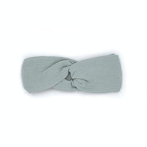 hutch&putch Premium Musselin-Stirnband für Damen - Haarband aus 100% Bio-Baumwolle - weiches Haarband mit Gummizug - Boho Stirnband mit starkem Halt ohne Knickstelle (Aquamarine)