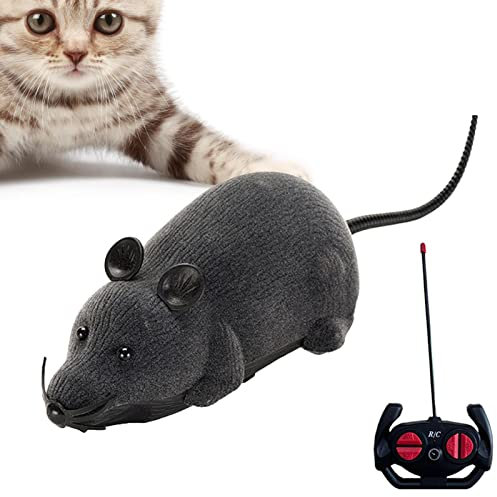 Jouet Souris pour Chat Télécommandé, Jouet Souris Électronique Réaliste pour Chat, Alimenté par des Piles, Imite Le Mouvement d'une Vraie Proie, Jeu Amusant Et Interactif (sans Pile)