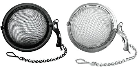 Stainless Steel Tea Ball Infuser - Reusable 2.2 Inch Mesh Tea Infuser for Loose Leaf Tea | Hot Tea Infuser | Spice and Herb Strainer - 2 PCS (Silver & Black)