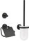 GROHE Start, 3in1 Toilettenset Gästebad, ohne Bohren (Toilettenbürste mit Halterung, Toilettenpapierhalter, Handtuchhalter, Kleben oder Bohren, mit Schrauben & Dübel, ohne Kleber), schwarz, 412042430