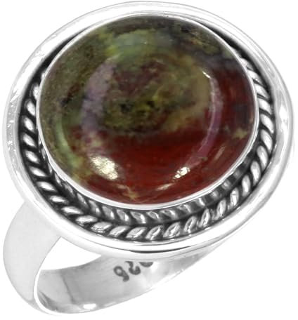 Jeweloporium Mehrfarbig Real Dragon Blood Jasper 925 Sterling Silber Ringe für Damen mit Stein Cocktail Silber Ringe Größe 57(18.1) Weihnachten - Geschenk viktorianisch Schmuck