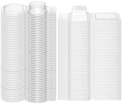 Brensty 100 Pcs Clear Empty Plastic PET Single Cube Wax Melt Clamshells Container 1 Oz Candle