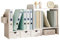 NUODWELL Erweiterbares Schreibtisch-Bücherregal mit 3 Schubladen, Bücherregal, Präsentationsregal, Heim- und Bürobedarf, Schreibtisch-Organizer (weiß)