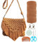 INFUNLY DIY Makramee-Taschen-Set Für Erwachsene Und Anfänger Mit Video Und Anleitung Makramee Handgefertigte Gewebte Taschen Mit Quasten Bohemian-Knoten-Handtasche Makramee-Set Häkeltaschen-Set Für Fr