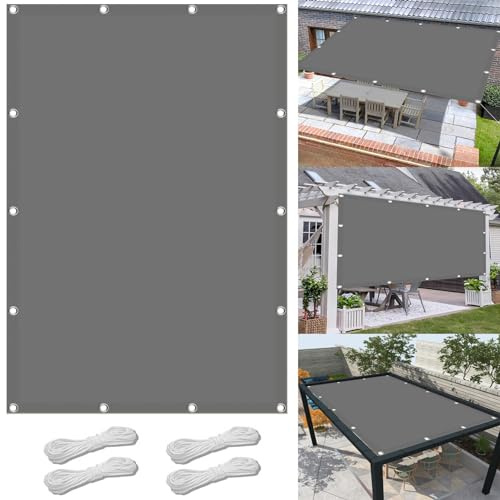 Sonnensegel Wasserdicht 140 x 170 cm,(Nach Mass) Markisenstoff 98% Uv Schutz Wasserabweisend, Sonnenschutz Windschutz Segel,Für Terrasse Garten, Hellgrau