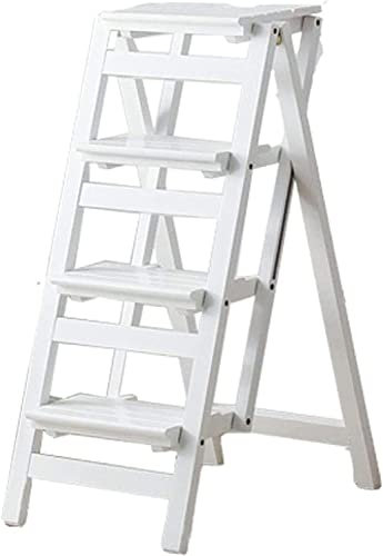 Zusammenklappbarer Tritthocker aus Holz, 4 Stufen, Leiter, Stuhl, multifunktional, faltbar, Treppenhaus, Bibliothek, Kletterleiter