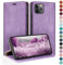 HUOUH for iPhone 12 Pro Max 6.7 Wallet case with RFID Blocking PU Leather,Flip Folio Book covers,Credit Card Holder Shockproof Phone case Women Men for Apple 12 Pro Max case Light Purple