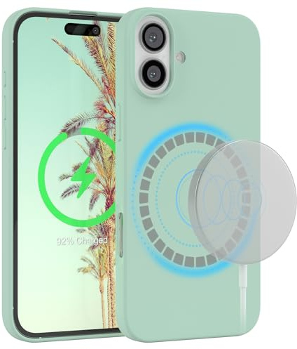 EAZY CASE - Silikonhülle kompatibel mit iPhone 16 Plus Hülle mit Qi Charging Silikon Case weich stoßfeste Handyhülle Schutzhülle Kameraschutz Dünn Schutz Cover TPU Bumper in Mint Grün