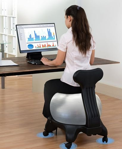 Yoga Balance Ball Stuhl Durchmesser 55 Cm Gymnastikballhocker, Balance-Ball-Stuhlbasis Mit Rückenstütze Für Erwachsene/große Personen/Schwangerschaft, Lila Yoga-Ballsitze Mit Stabiler Basis(Yoga ball