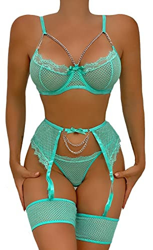 DKLOVIFU Tanga Damen Strapsen Dessous Set mit Strümpfen Tanga Lustig Leder BH Corsage Blau Damen Dessous Set Dessous Damen Sexy Unterwäsche Große Größen Sexy Weihnachts Dessous Frauen