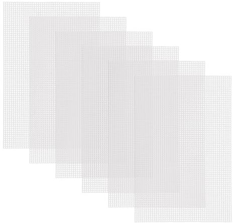 Hojas de lona de malla de plástico, 6 piezas de tela de malla flexible blanca para punto de cruz, malla cuadrada de bordado para manualidades, proyectos de ganchillo de punto (20 x 30 cm)