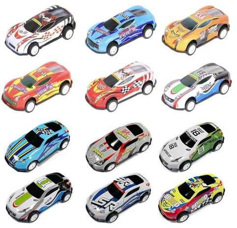 FeiOne 12 Stück Mini Auto Set Auto Spielzeug Set, Rennauto Metall Stunt Spielzeugauto Aufziehautos, Realistischen Details Rückzug Kleine Spielzeugautos Autos für Jungen Mädchen Spielzeug Geschenk