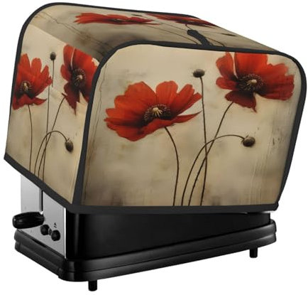 Toaster Cover 2 Slice, Retro Poppy Waterproof Dustproof Kitchen Small Appliance Covers