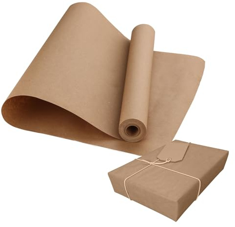 RelianceUK Rouleau de papier kraft marron - 90 g/m² (750 mm x 50 m) | Papier d'emballage recyclable - Rouleau rustique robuste pour emballage, emballage cadeau, expédition, emballage, art, artisanat