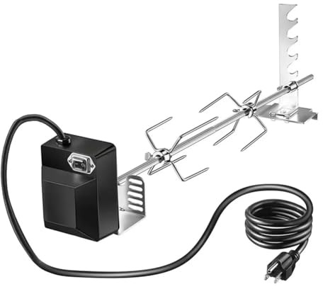 Turodeuo Portable Electric Grill - Deluxe Motorized Gas Grill with Rotisserie Spit, BBQ Tools & Supplies Set for Home