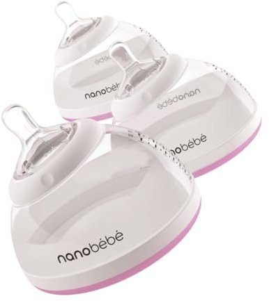 nanobebe Breastmilk Baby Bottles for Breastfed Babies, Breastfeeding Newborn Breast Like, Anti Colic, Perfect Latch, Preserves Breast Milk nutrients 3pk (Award Winning Innovation), Pink