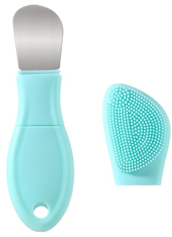 Blackhead Remover Tool, Silicone Facial Scrubber, 2 in 1 Nose Scraper for Deep Cleansing, Skin Scrubber, Face Spatula, Nose Blackhead Remover, Pore Cleanser, Skin Care Tool for Women Men (Light Blue)