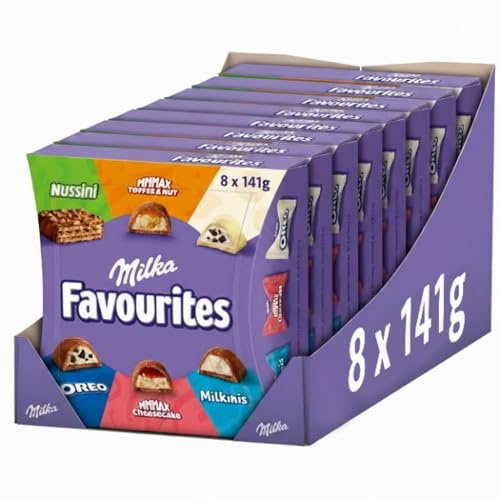 Milka Favourites – Pralinen-Mix mit 6 Sorten, einzeln verpackt – 8 x 141 g