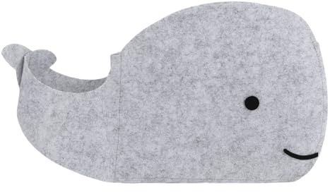 Asixxsix Filz Aufbewahrungsbehälter, Zusammenklappbarer Aufbewahrungskorb in Walform mit Griffen für Kleidung, Spielzeug, Bücher, Heimdekoration, Faltbare Organizer Box aus Weichem Stoff (GREY)