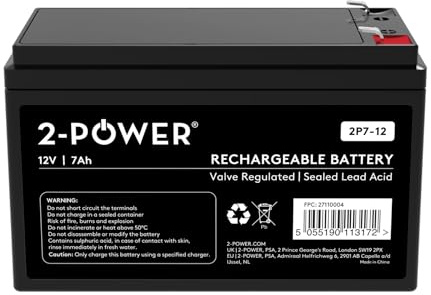 2-Power 12V 7Ah SLA Battery Sealed Lead Acid Rechargeable Battery UPS Home Alarm Mobility Scooter Replaces APC RBC17, RNC2, Lucas LSLA7-12, Panasonic LC-R127R2PG, Yuasa NP7-12, Y7-12