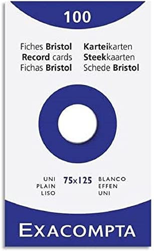 Exacompta Bristol Karteikarten Glatt 75 x 125 mm weiß