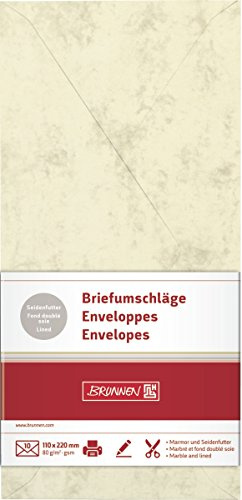 Brunnen 105141311 Briefumschlag Briefhülle (DIN-Lang, 110 x 220 mm, gummiert, 10 Stück) chamois, DL