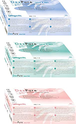 Honeywell 4580121-XL DexPure 801-21 Non Powdered Disposable Natural Latex Chemical Protective Gloves, Ambidextrous, 25 cm Length, Certified for Food Contact, Size XL (BOX of 100 Gloves/ 50 Pairs)