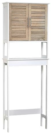 TENDANCE 9904306 Meuble dessus toilettes WC - 2 portes et 1 tablette - Aspect Chêne vieilli