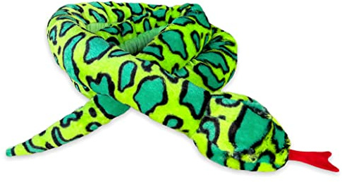 MIK funshopping Plüschschlange Kuschelschlange weich gefüllt, Plüschtier ideal zum Trösten Kuscheln Einschlafhilfe (Dschungelgrün 250cm)