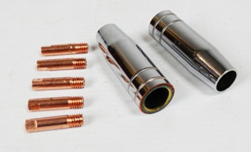 Dirty Pro Tools™ Gasless Mig 2 Welding Shrouds Push Fit and 5 Torch Tips 0.8mm