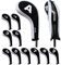 Andux Number Print Golf Iron Club Head Covers Long Neck with Zipper 12pcs/Set Black/white