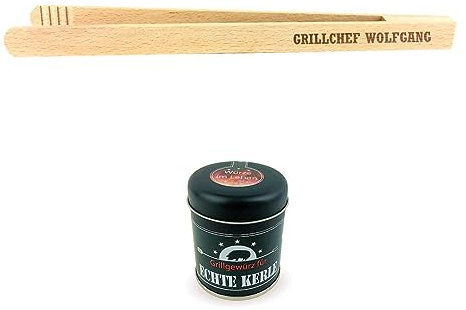 Geschenkset 2-tlg. „Nur für echte Kerle“ Grillgewürz und Grillzange mit Namens-Gravur Grillchef + Horst / Geburtstagsgeschenk/kreatives Geschenk/Männer/Grillen