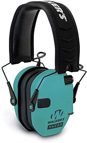 Walker's Razor Slim GWP-RSEM-LTL Electronic Muff Light Teal, 2 'AAA' Batteries