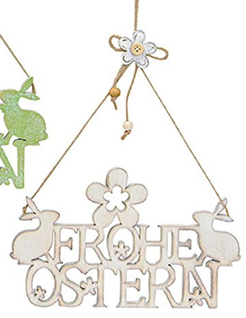 foolonli Türschild Hase Holz Frohe Ostern Creme Fensterbild Dekoration Hänger
