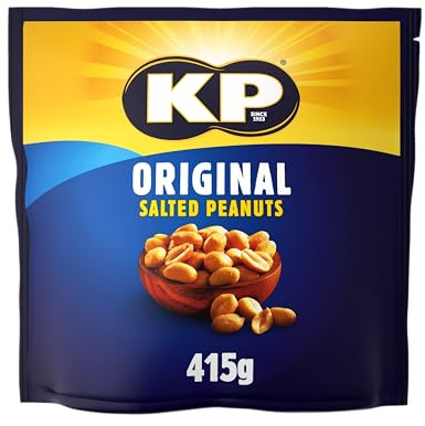 KP Nuts ORIGINAL SALTED Peanuts, 415g Share Pack - Roasted until golden for the perfect KP taste and crunch. Source of protein and high in fibre.