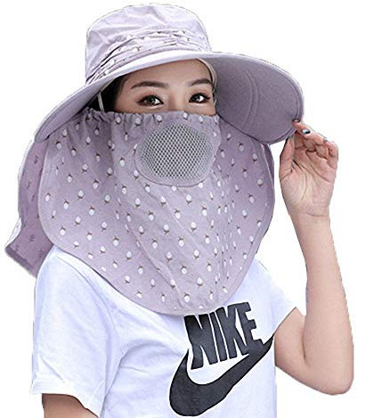 ToBe-U Chapeau à rabat amovible UPF+50 pour femme avec visière pare-soleil pliable à large bord Protection UV, violet, taille unique