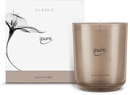 ipuro - dekorative ipuro pureté Duftkerze - minimalistische Duftkerzen im Glas 270 g - intensive Duftkerzen mit einem Hauch von Rose und Jasmin - elegante Kerze für ein puristisches Dufterlebnis