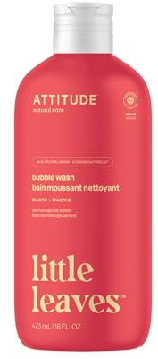 ATTITUDE Bubble Wash for Kids, EWG Verified Bubble Bath, Hair Shampoo and Body Soap, Dermatologically Tested, Plant- and Mineral-Based, Vegan, Mango, 473 mL