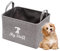 Pethiy Segeltuch Aufbewahrungskorb für Hundespielzeug mit Griff,Stoff Spielzeugkist fur Hunde,Aufbewahrungbox für Haustier Bekleidung und Zubehör-38 x 27 x 25 cm-Grau